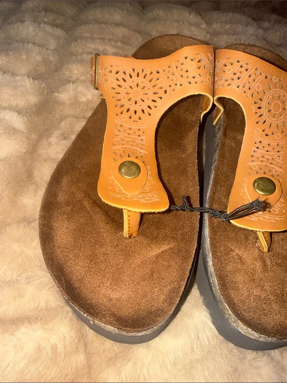 New cliffs by white  Mountain,  Dark Brown Braided Sandals, sz 7